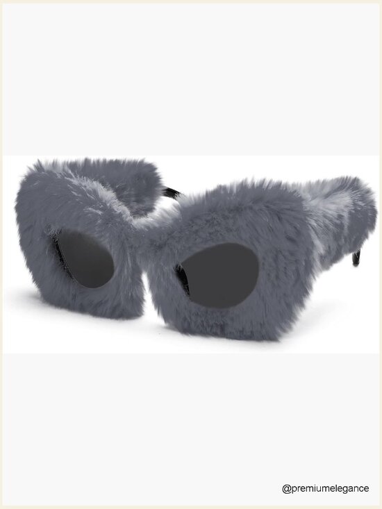 Plush Fuzzy Cat Eye Sunglasses Punk Soft Velvet Shades  display picture 3